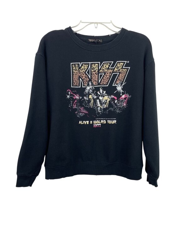 The Vinyl Icons Tops - The Vinyl Icons Kiss Alive II 1977 World Tour Black Graphic Sweatshirt Womens M